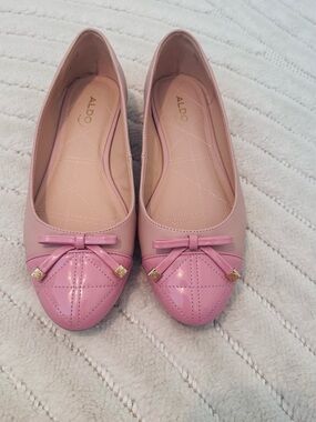 Aldo Pink Bow Cap-Toe Ballet Flats